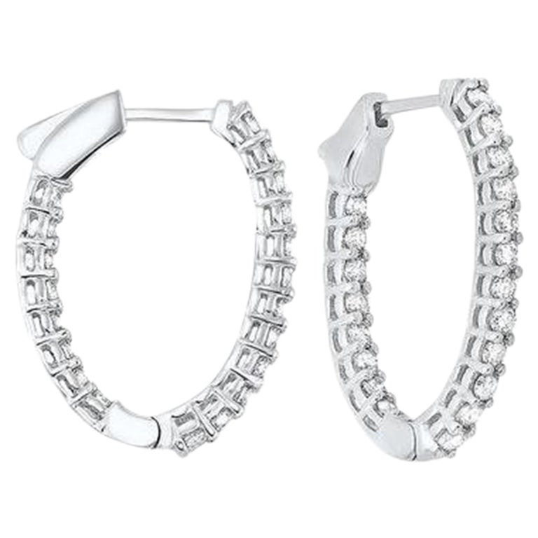 Aros redondos con diamantes de 7 quilates de peso total dentro-fuera en oro blanco de 14 quilates en venta