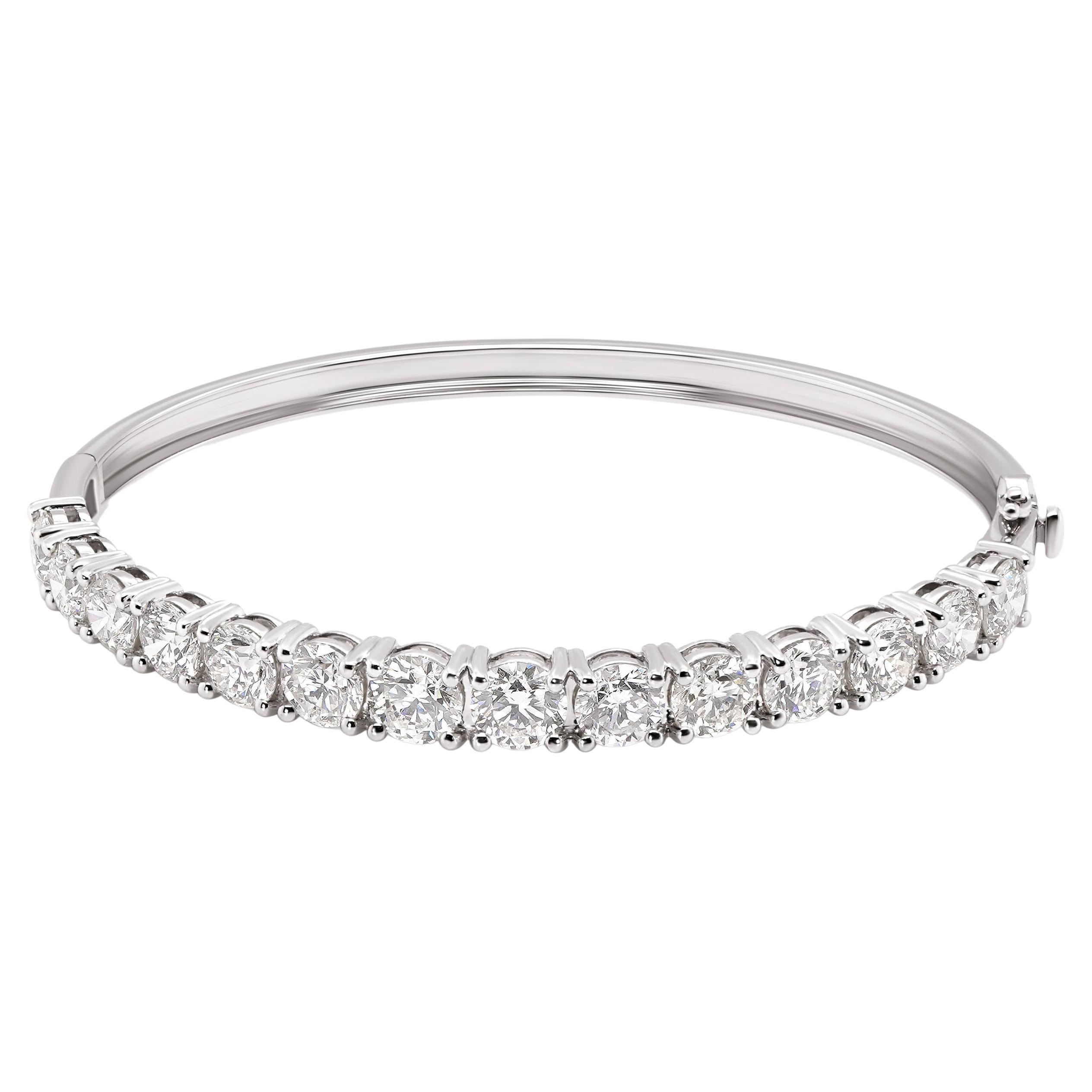 7 Carat White Brilliant Round Diamond Infinity Bracelet 18K Gold