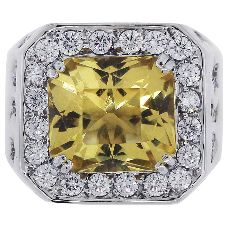 7 Carat Yellow Sapphire Men&#39;s Ring For Sale at 1stdibs
