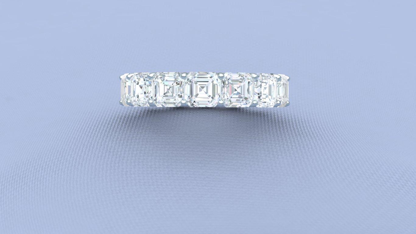 7 Karat Asscher Cut Eternity Platin Ewigkeitsring im Zustand „Hervorragend“ im Angebot in Aliso Viejo, CA