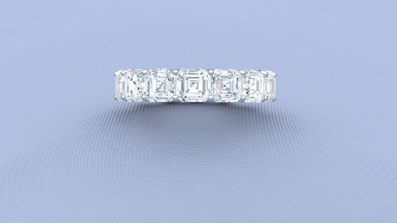 7 Carats Asscher Cut Eternity Platinum Eternity Band In Excellent Condition For Sale In Aliso Viejo, CA