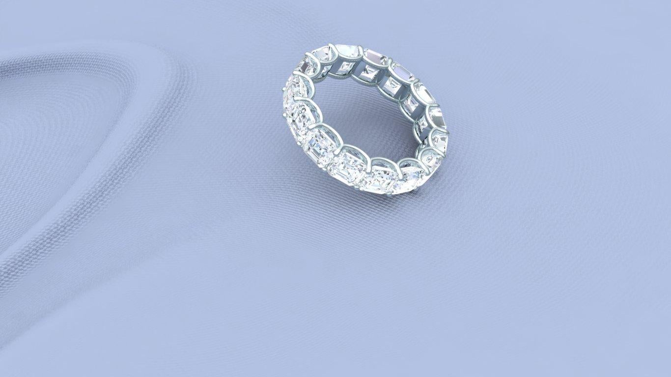 7 Karat Asscher Cut Eternity Platin Ewigkeitsring für Damen oder Herren im Angebot