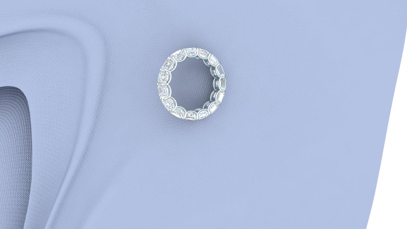 7 Karat Asscher Cut Eternity Platin Ewigkeitsring im Angebot 1