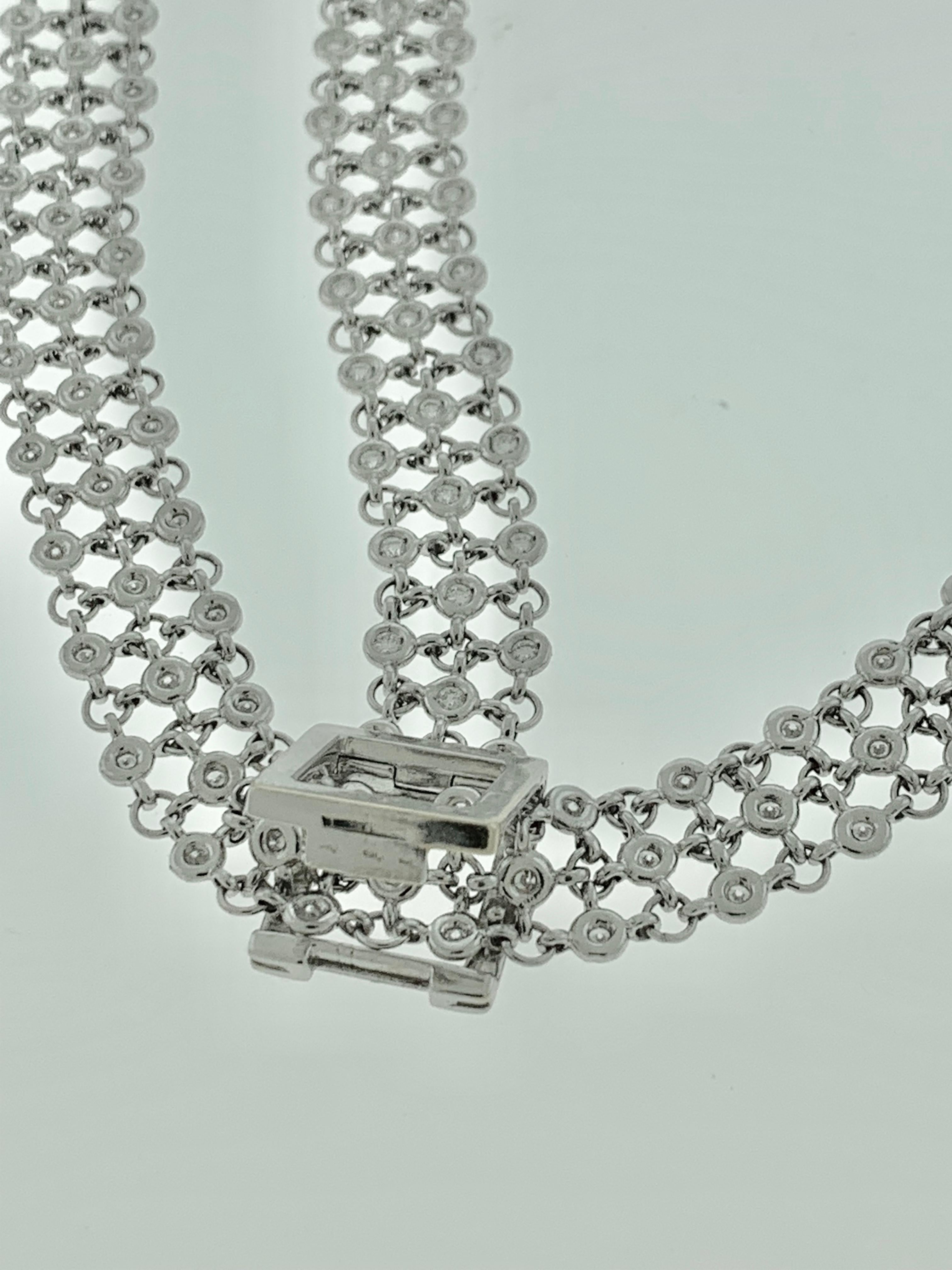 Women's 7 Carat Diamond 18 Karat White Gold Y Necklace Diamond by Yard Triple Chain