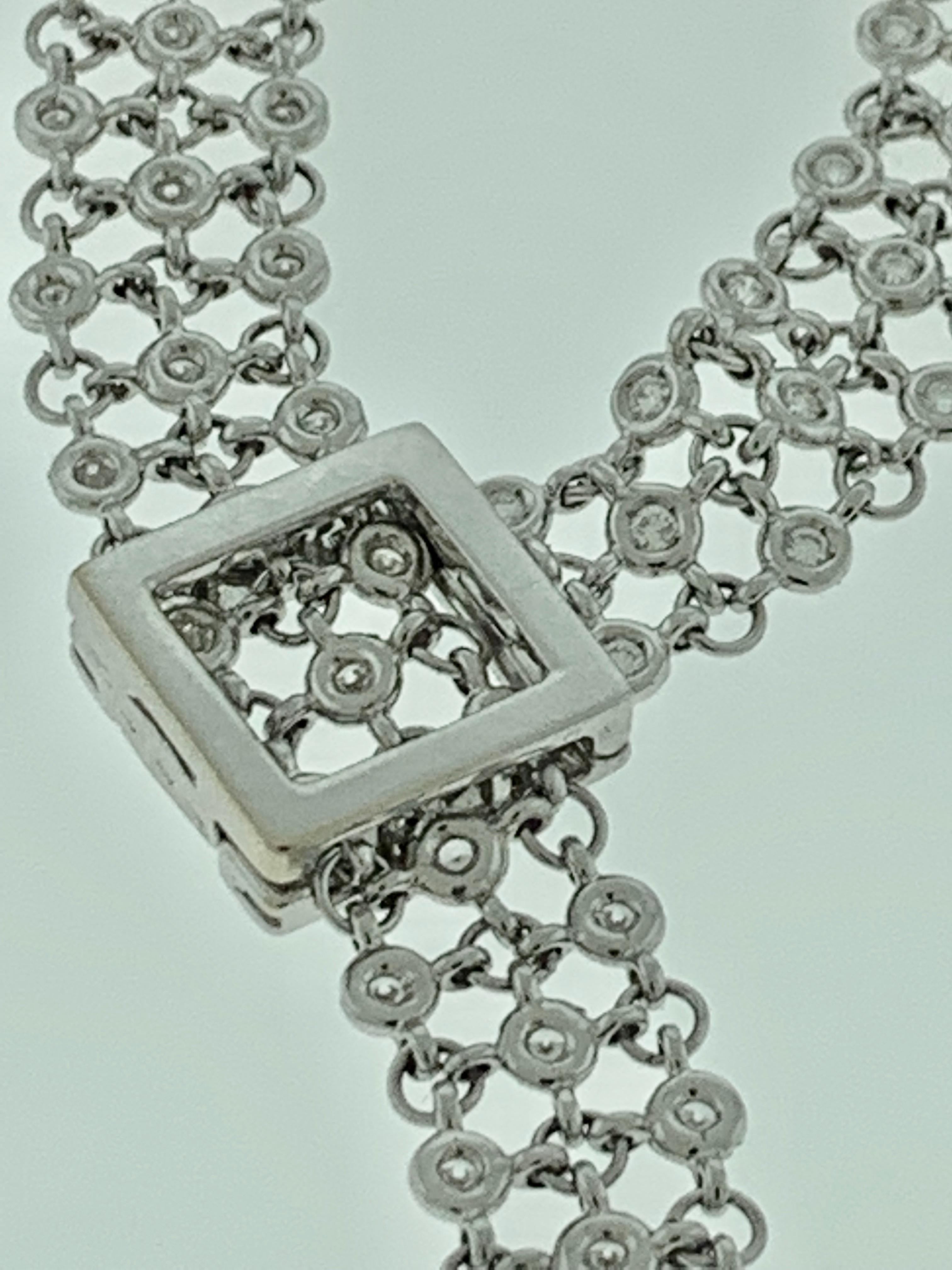 7 Carat Diamond 18 Karat White Gold Y Necklace Diamond by Yard Triple Chain 2