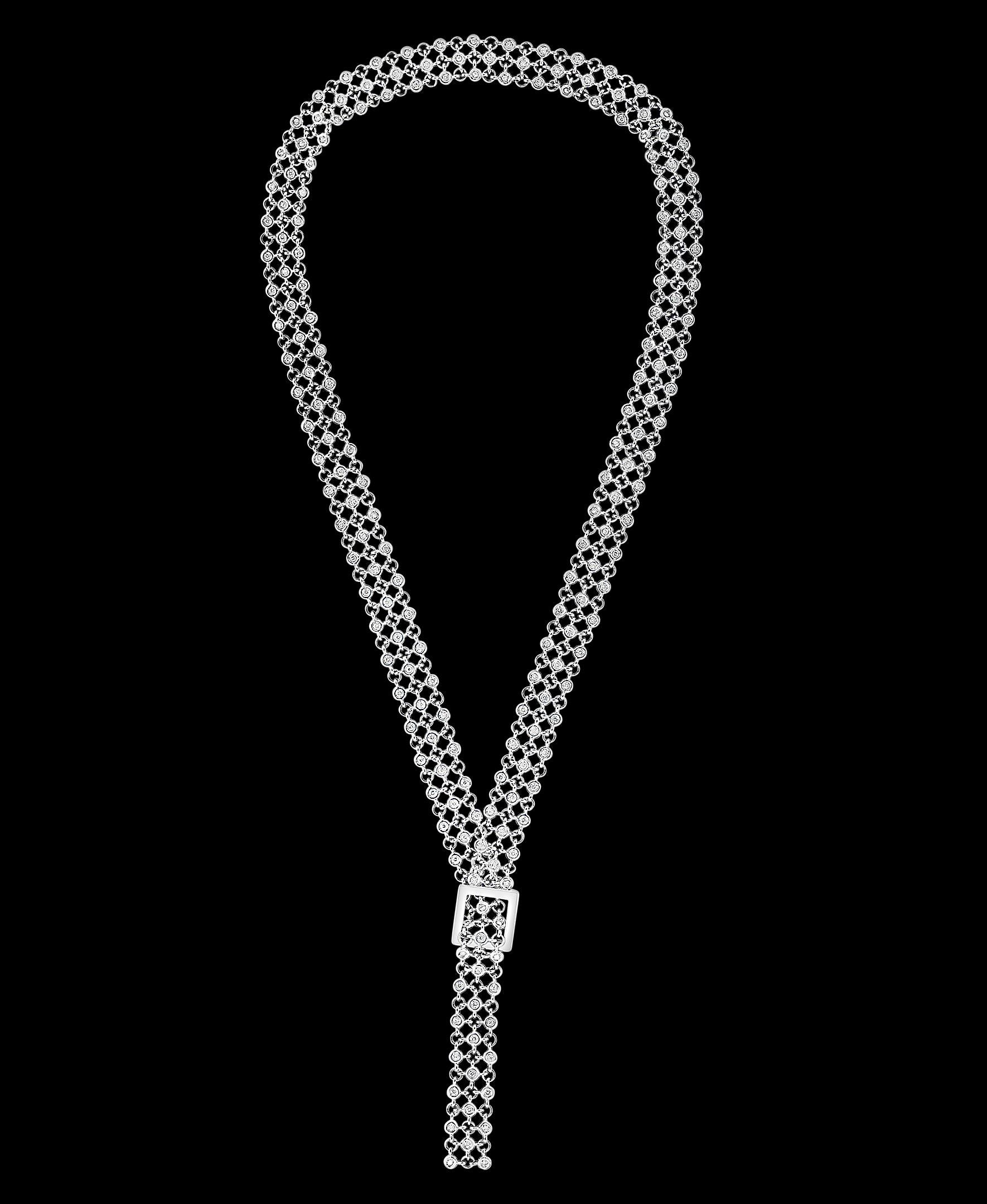 7 Carat Diamond 18 Karat White Gold Y Necklace Diamond by Yard Triple Chain 3