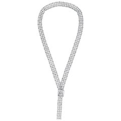 7 Carat Diamond 18 Karat White Gold Y Necklace Diamond by Yard Triple Chain