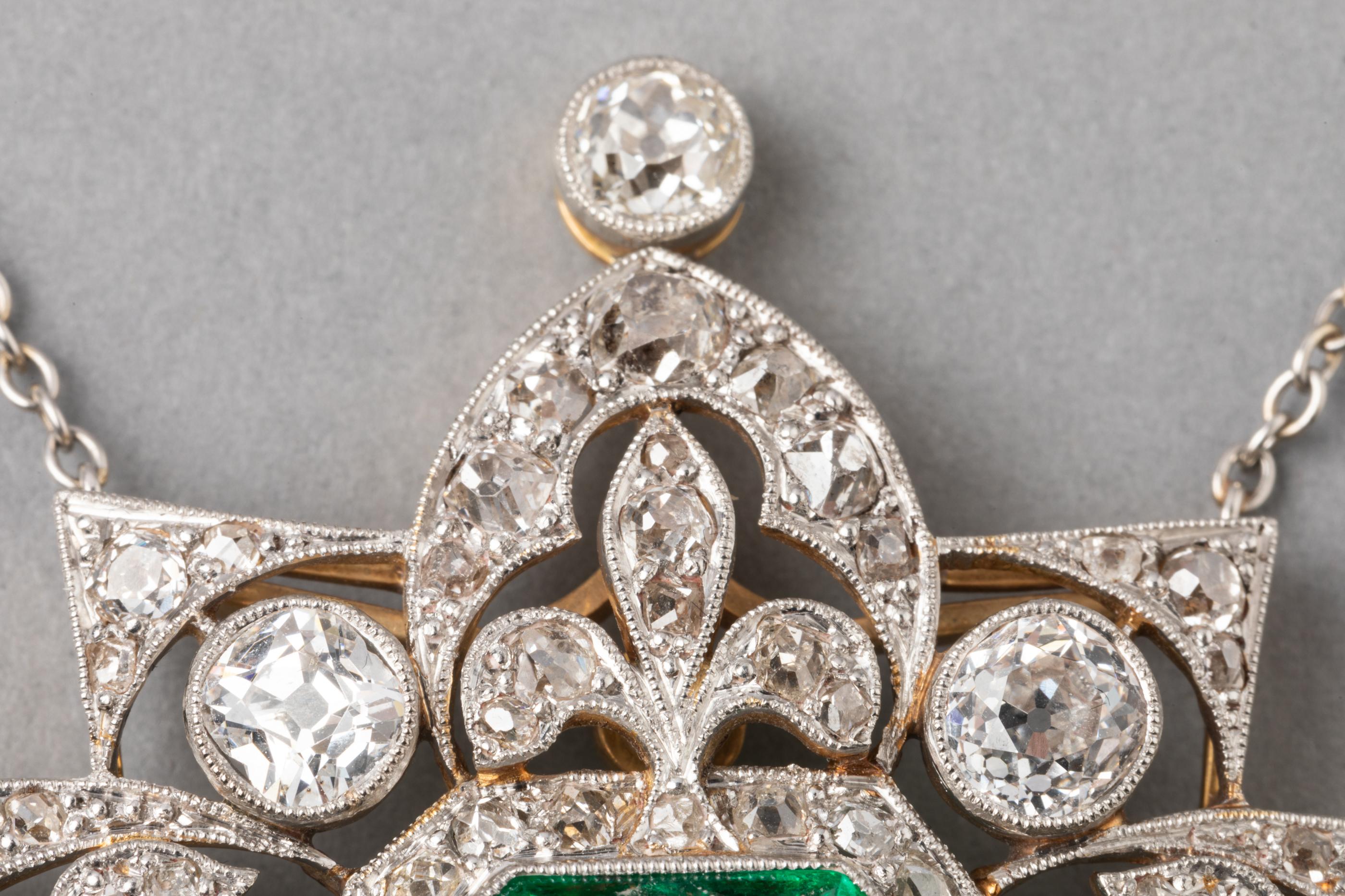 7 Carat Diamonds and 4.60 Carat Colombian Antique Belle Époque Necklace 5