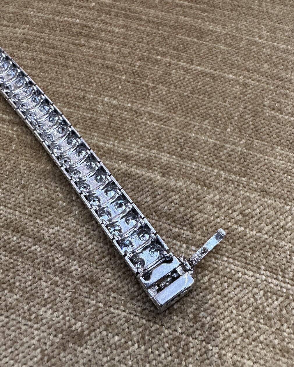 7 carats Old Euro Cuts Two row Diamond Tennis Bracelet in Platinum In Excellent Condition For Sale In La Jolla, CA