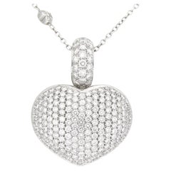 7 Carats Pasquale Bruni Diamond Heart Necklace Crafted in 18K White Gold