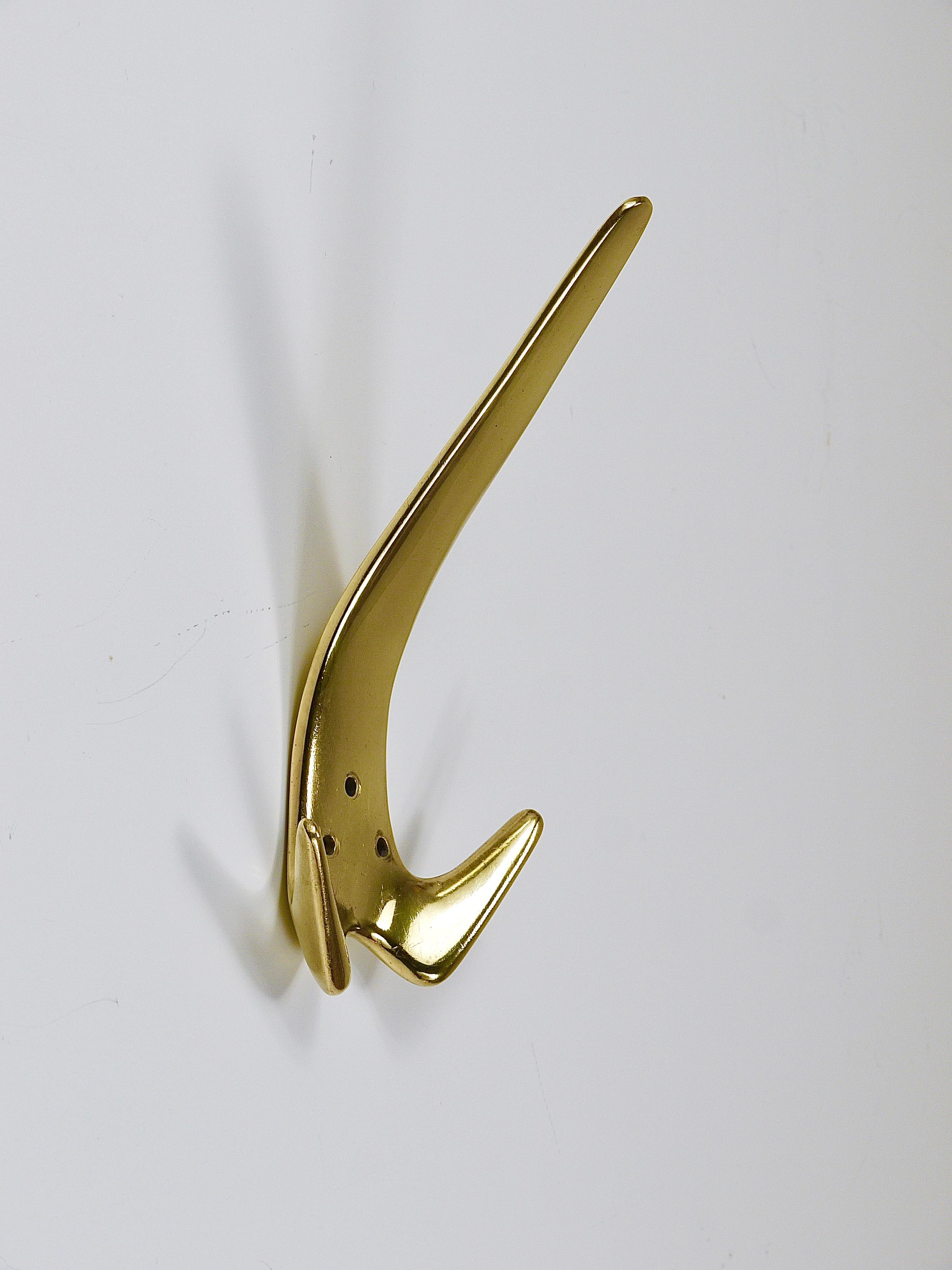 6 ganci da parete in ottone vintage Carl Aubock #4056, Austria, anni '50 in vendita 2