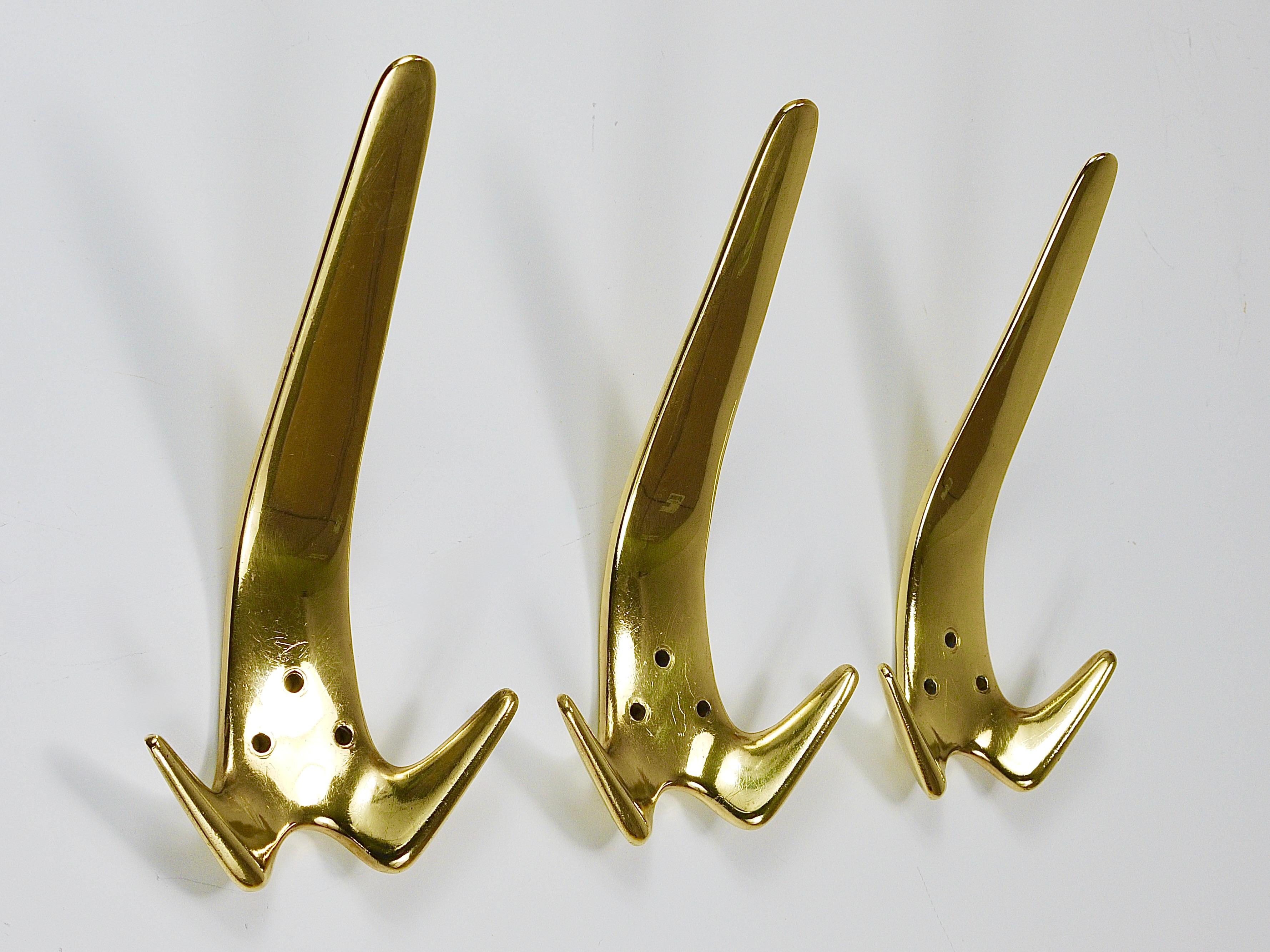 6 ganci da parete in ottone vintage Carl Aubock #4056, Austria, anni '50 in vendita 4