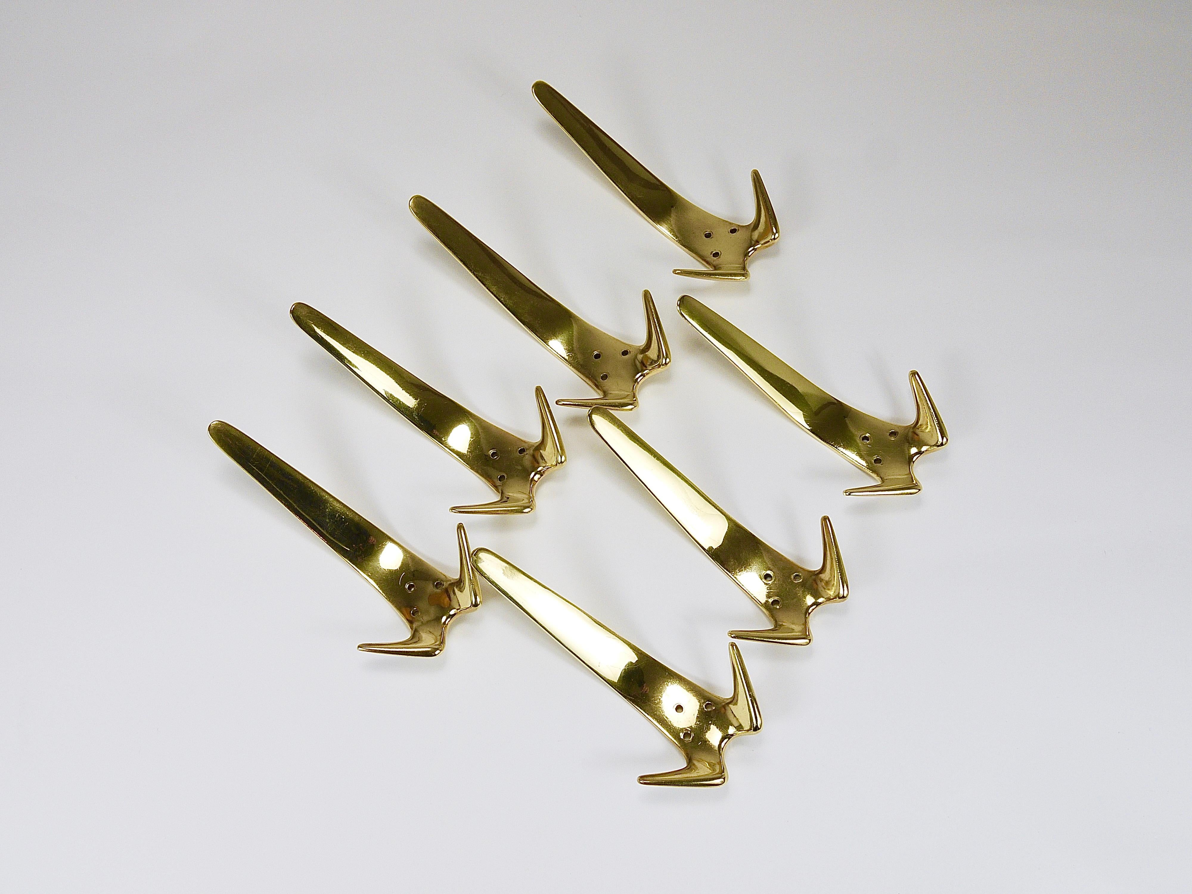 6 ganci da parete in ottone vintage Carl Aubock #4056, Austria, anni '50 In condizioni buone in vendita a Vienna, AT