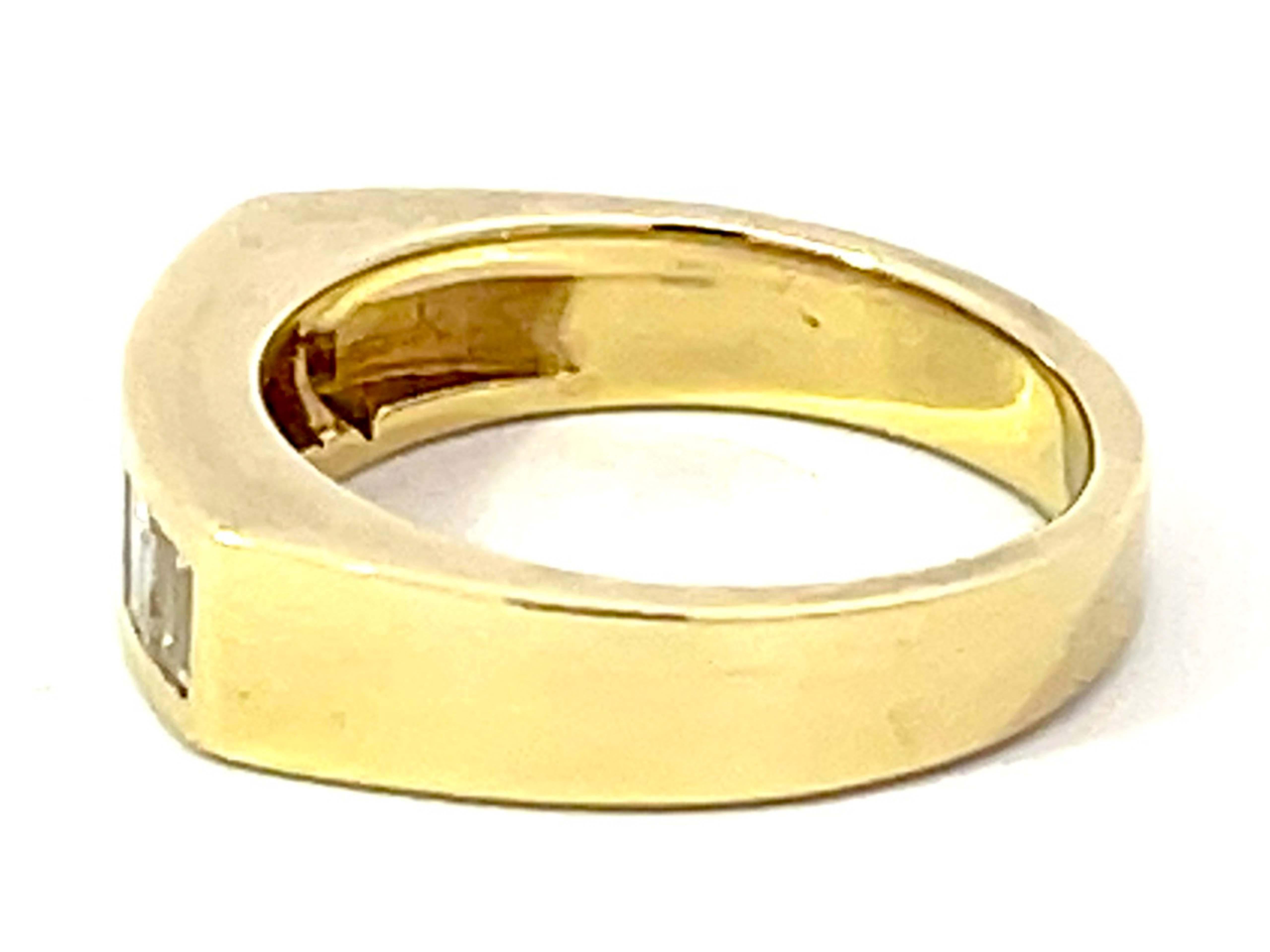  Bague jonc en or jaune 14 carats avec 7 diamants baguettes sertis en bande Pour femmes 