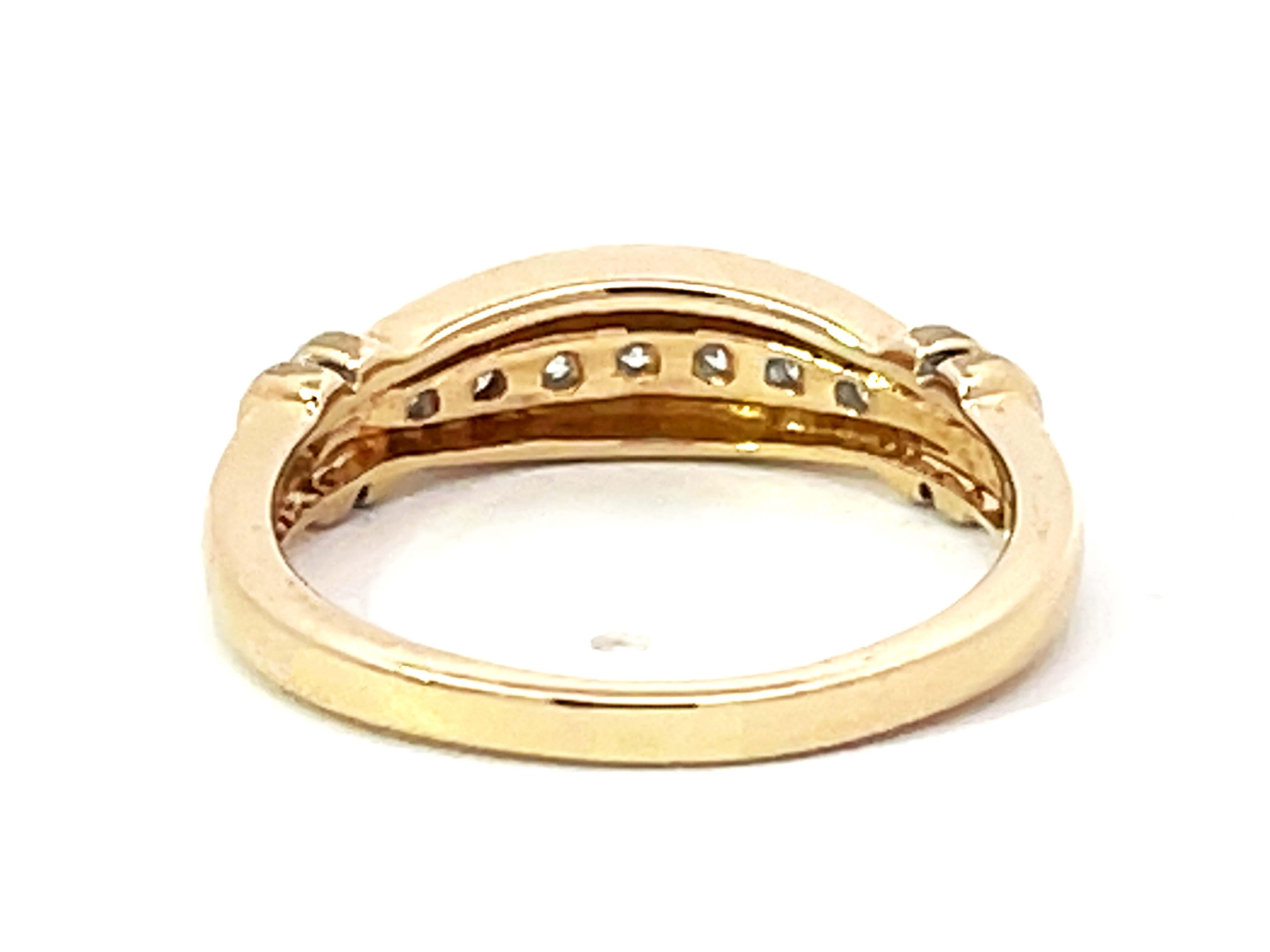7 Channel Set Brilliant Cut Diamond Ring Solid 14k Yellow Gold (bague en or jaune 14k) en vente 1
