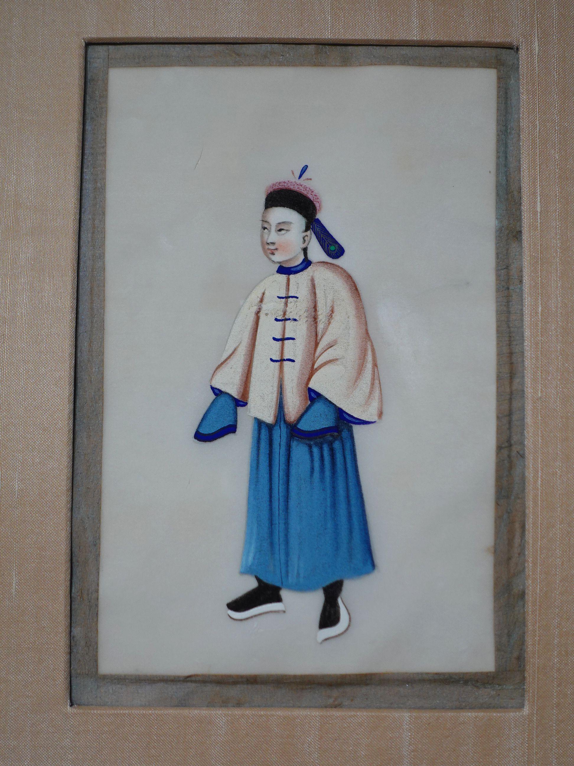 19th Century 7 Chinese Export Gouache Paintings on Pith Paper For Sale