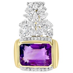 7 Carat Diamonds and 25 Carat Amethyst Enhancer / Pendant 18 Karat Two-Tone Gold