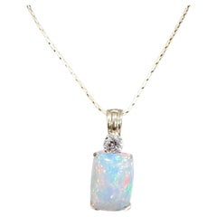 7 Karat äthiopischer Opal & Diamant-Anhänger / Halskette 14 Karat + 14 Kt Goldkette