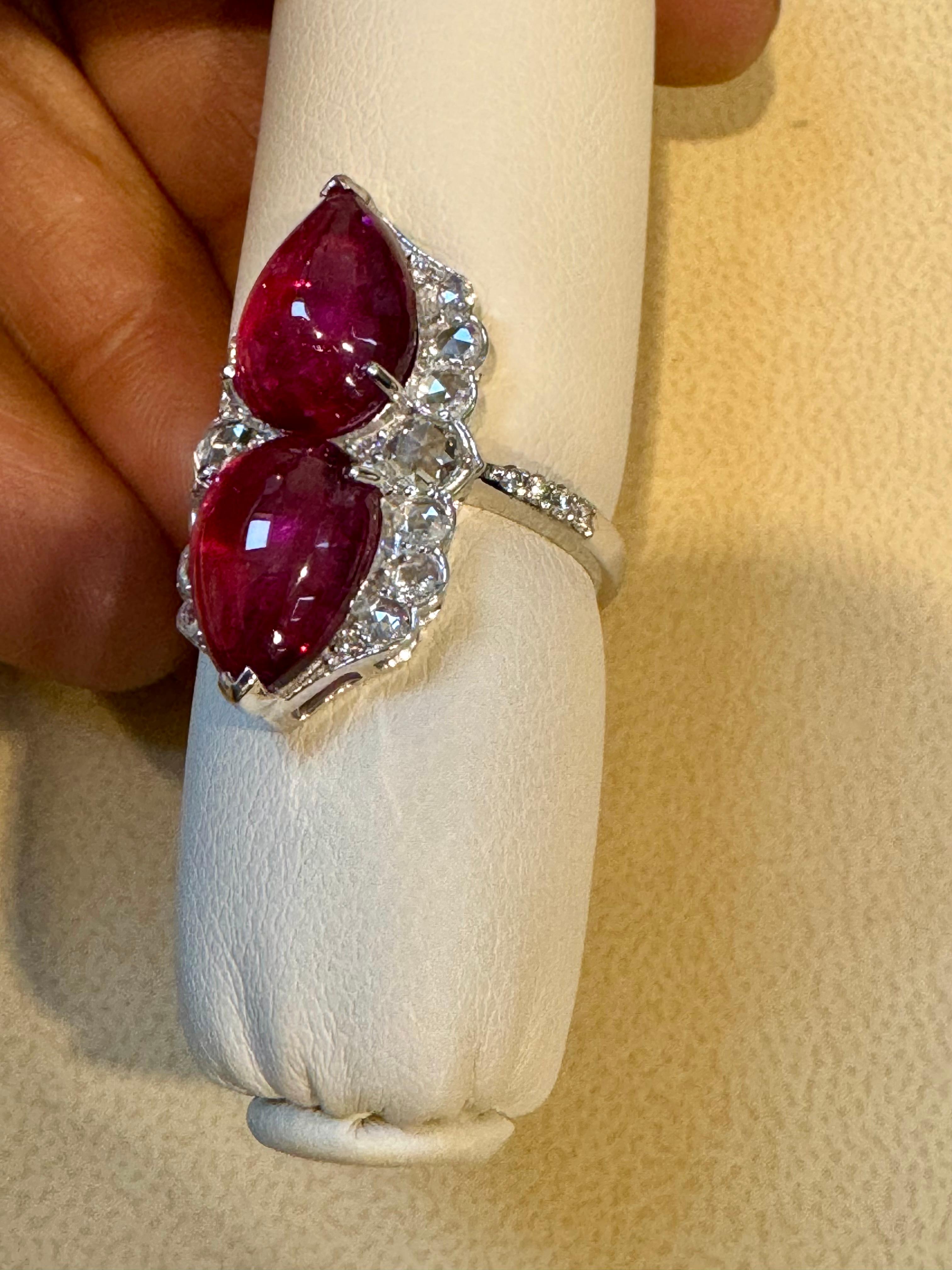 7 Ct Finest Rubelite Cabochon 1 Ct Diamond 18 Kt White Gold Cocktail Ring Size 6 For Sale 8