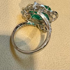 7 Ct Finest Zambian Emerald Cut Emerald & 1.5Ct Diamond Ring, 18 Kt Gold Size 9