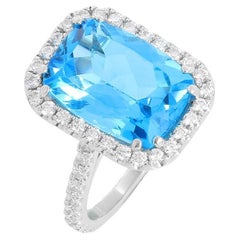 7 Carat London Topaz & Diamonds White Gold Ring