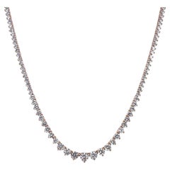 7-CTW Diamond 14 Karat Rose Gold Graduated Riviera Necklace 16.5 Inches
