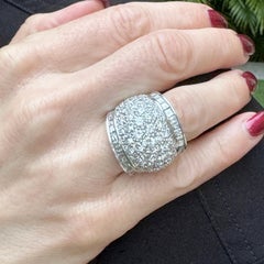 7-CTW Pavé Set Round Brilliant Diamond Platinum Eternity Dome Band Ring Size 5