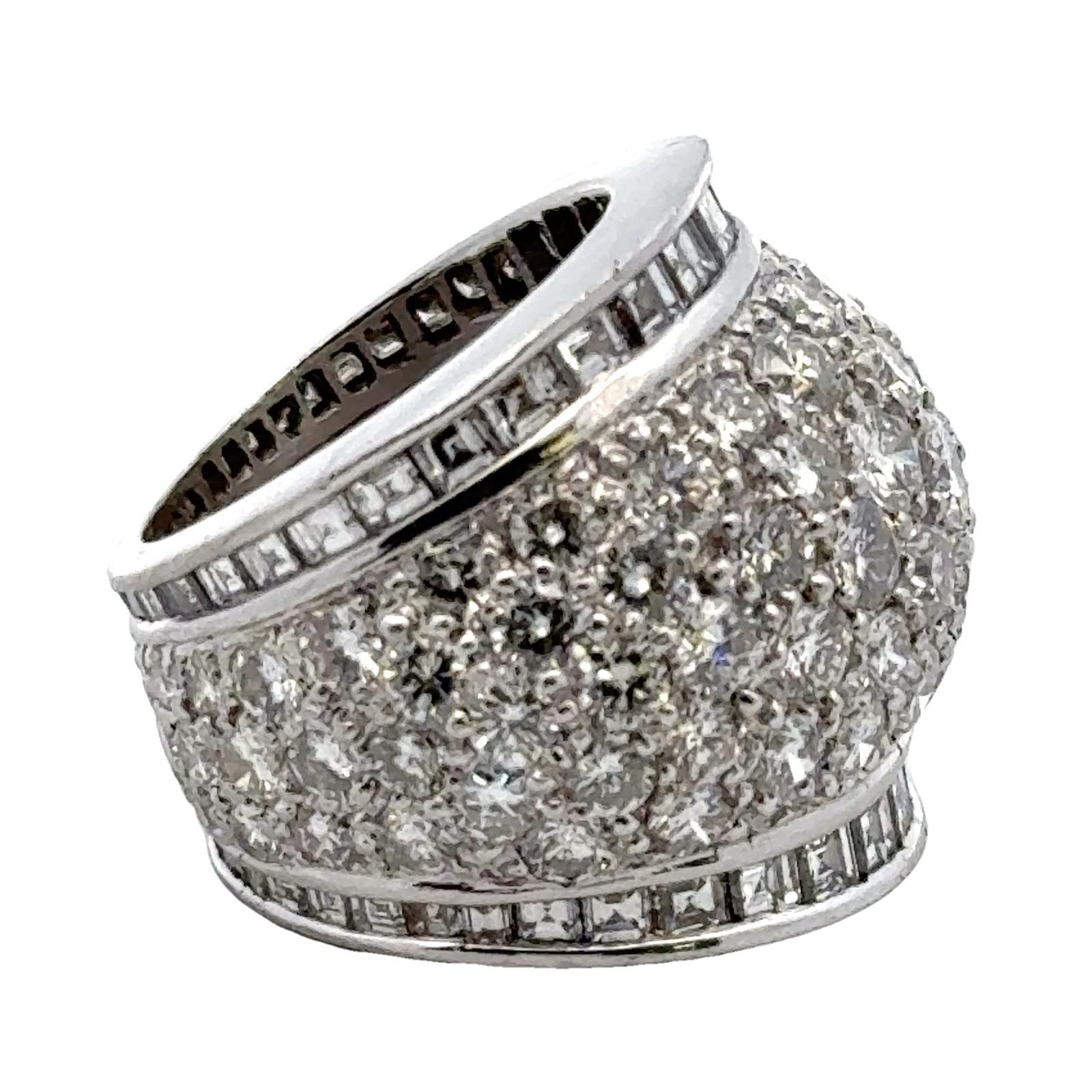 7-CTW Pavé Set Round Brilliant Diamond Platinum Eternity Dome Band Ring Size 5 In Excellent Condition For Sale In Boca Raton, FL