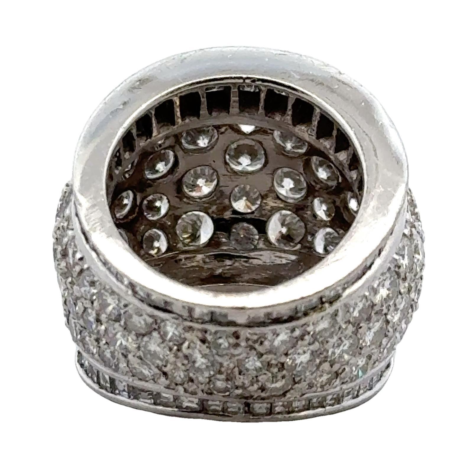 Women's 7-CTW Pavé Set Round Brilliant Diamond Platinum Eternity Dome Band Ring Size 5 For Sale