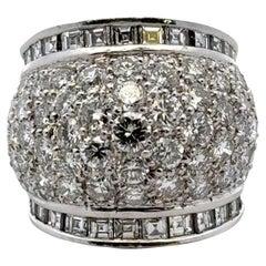 7-CTW Pavé Set Round Brilliant Diamond Platinum Eternity Dome Band Ring Size 5