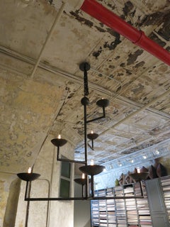 7 Cup Plaster Chandelier in a Bronze Finish with Full Ball and Chain