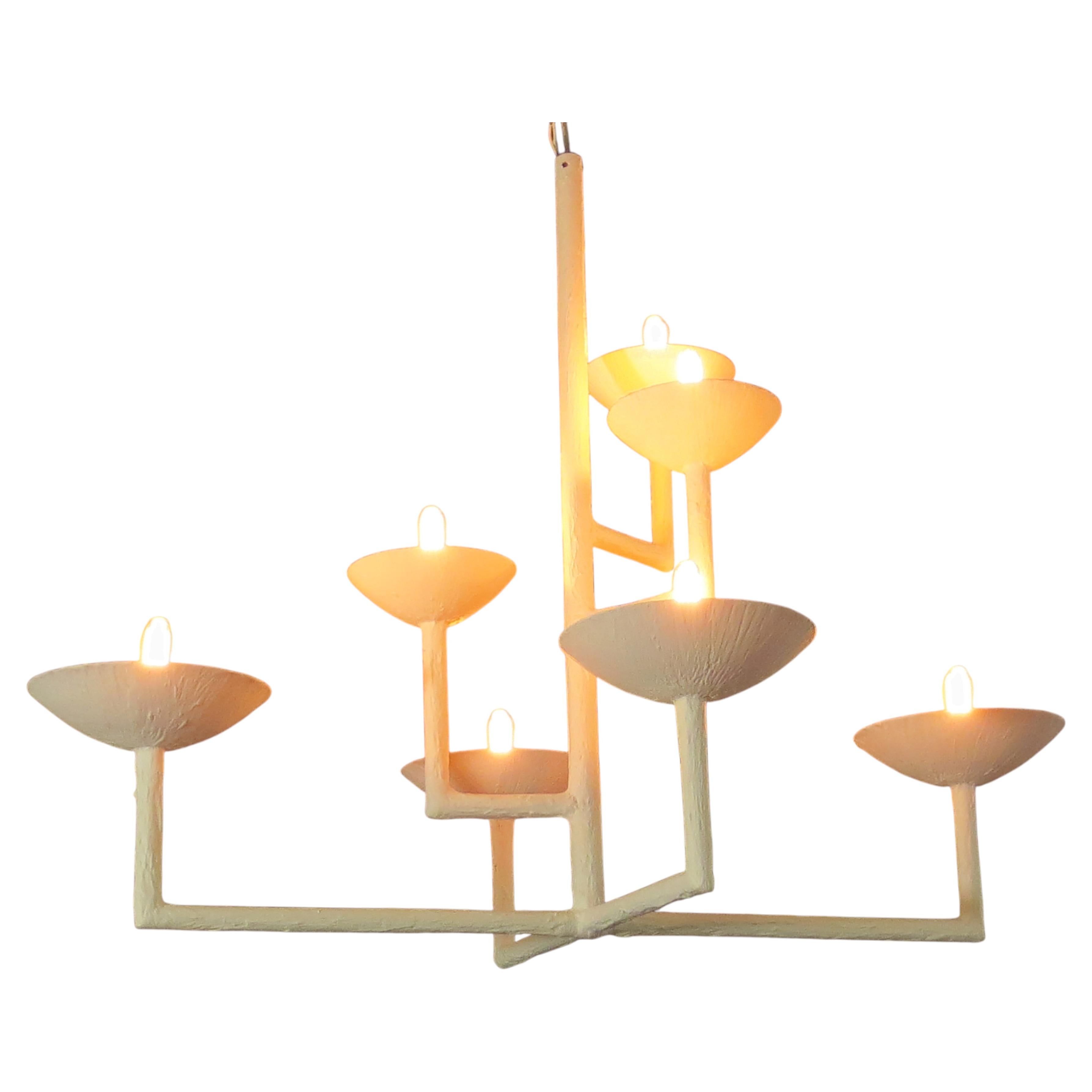 7 Cup Rectangular Chandelier by Tracey Garet of Apsara Interior Design For Sale