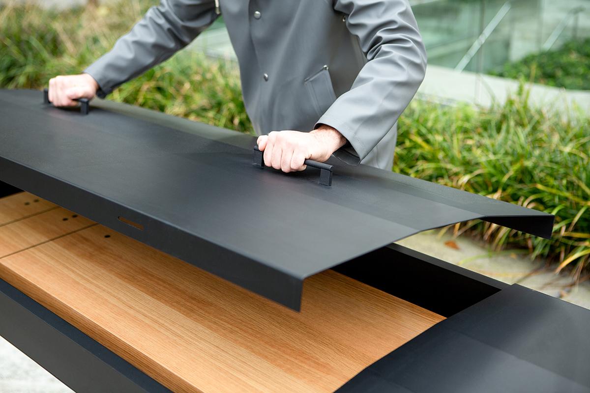 7' Anpassbarer moderner Shuffleboard-Tisch „Column“ für den Außenbereich (Geschweißt) im Angebot