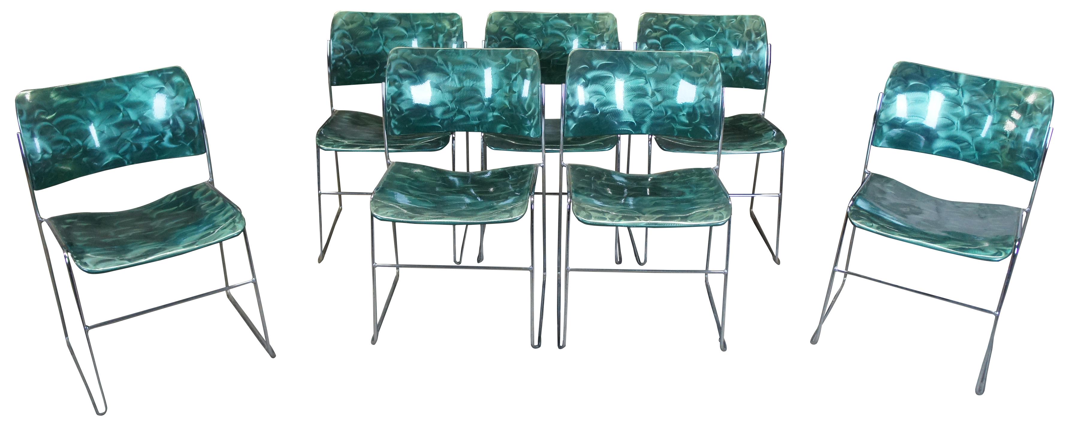 Mid-Century Modern 7 David Rowland 40/4 Demi Glaze Stacking Office Dining Chairs MCM, 1997