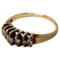 7-Diamond 14k Solid Yellow Gold Vintage Crown Cocktail Ring