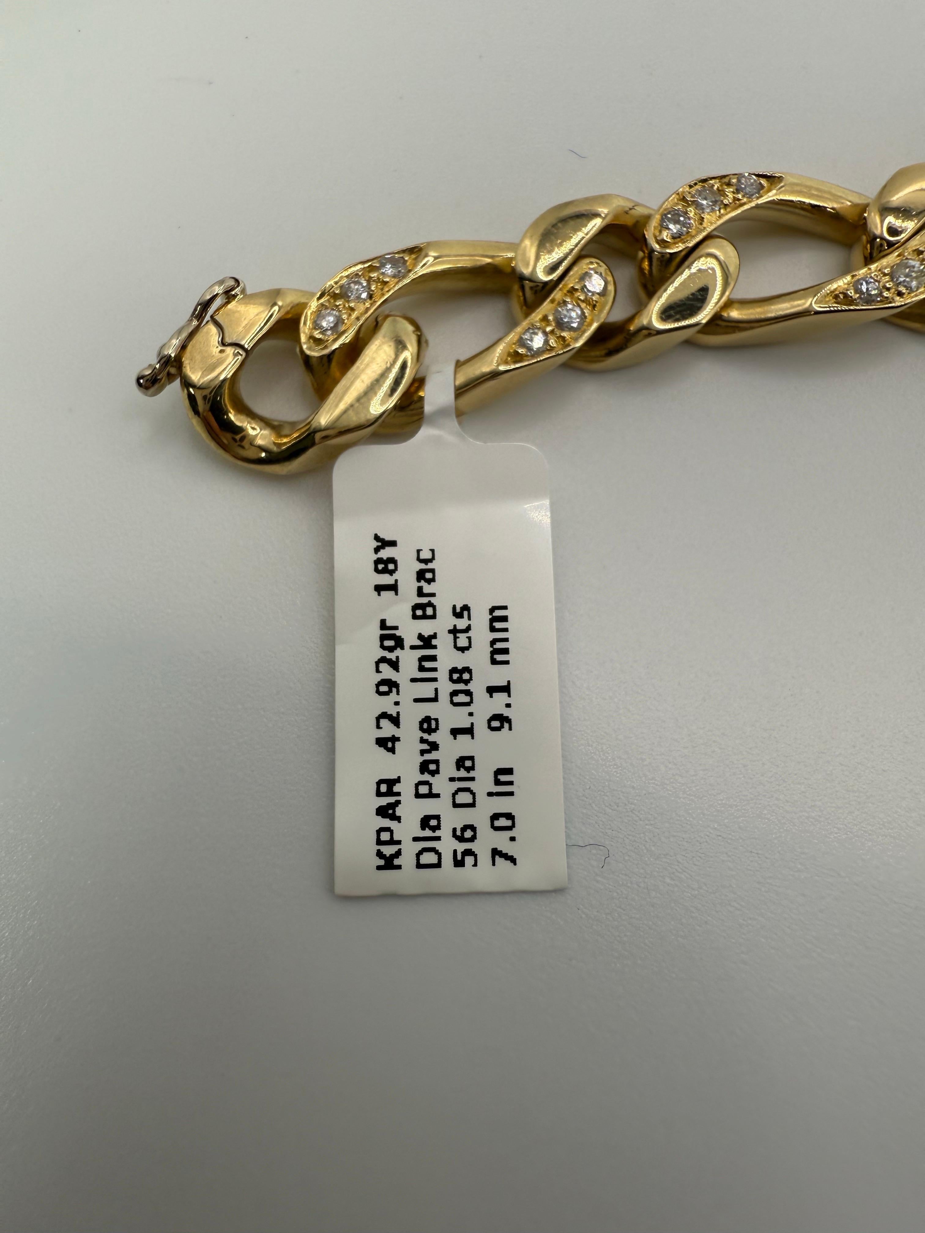 Taglio brillante Bracciale con diamanti da 7 pollici Bracciale a catena in oro 18KT 1,08ct in vendita