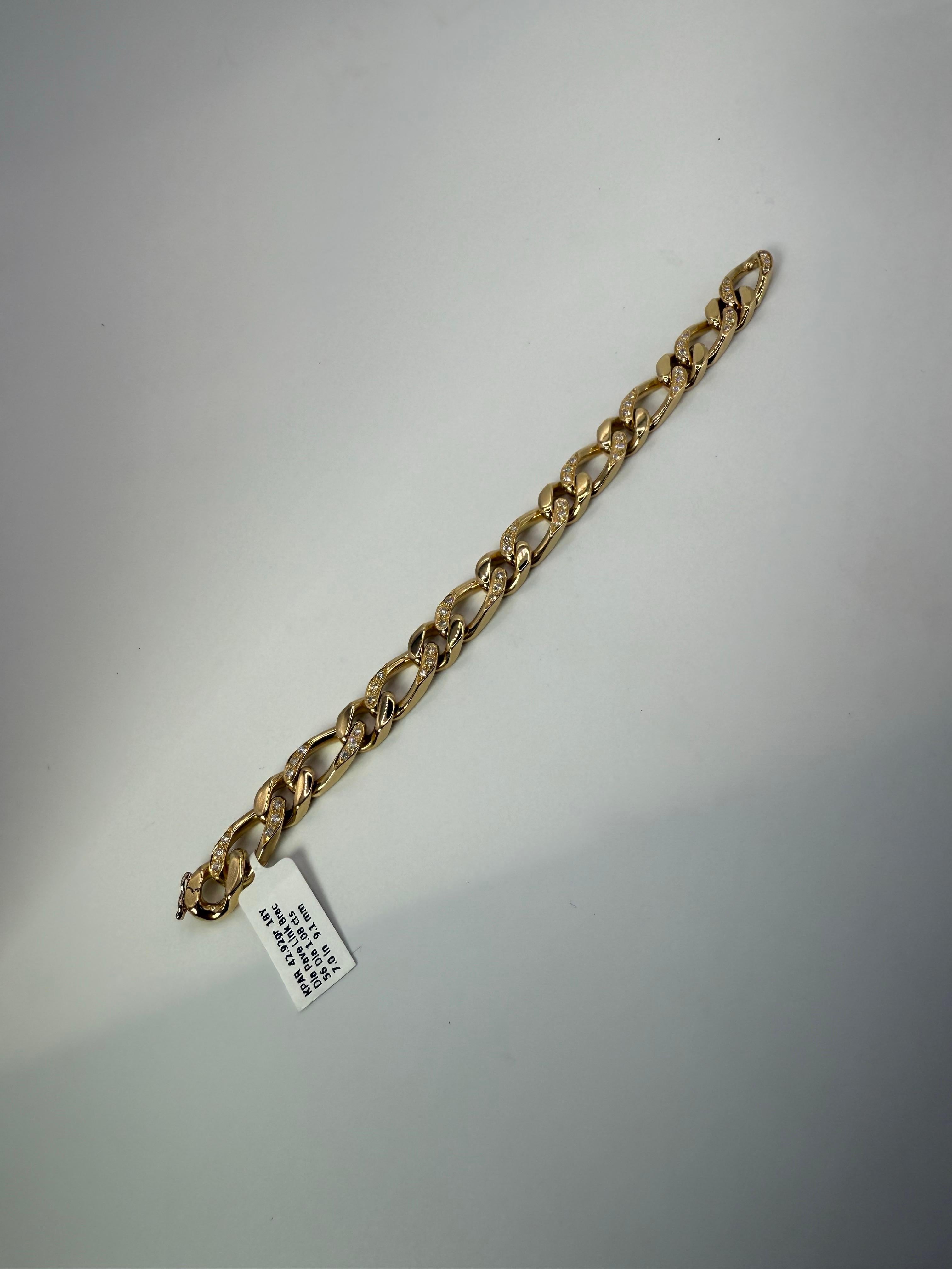 Bracciale con diamanti da 7 pollici Bracciale a catena in oro 18KT 1,08ct In condizioni Nuovo in vendita a Jupiter, FL