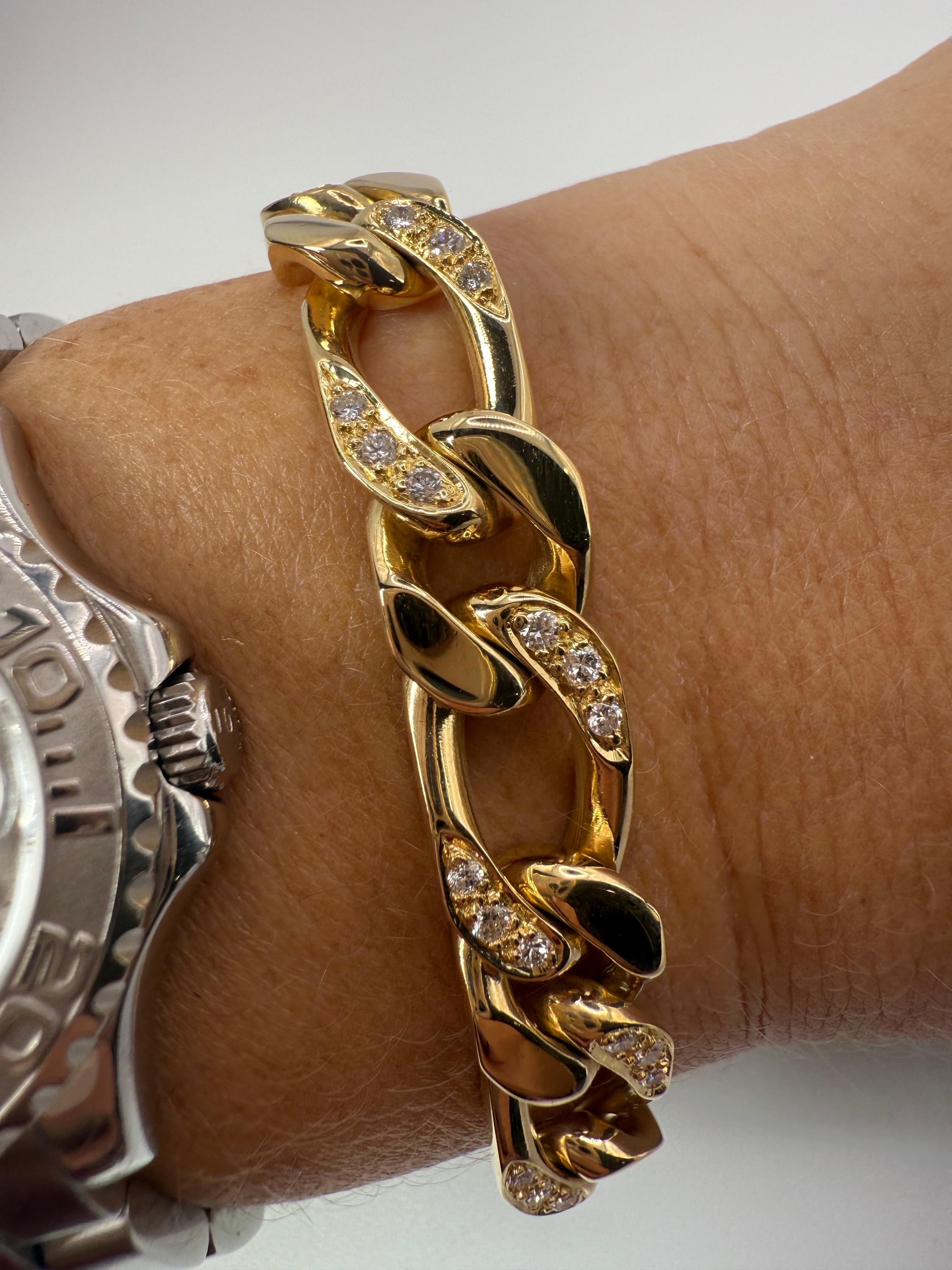 da uomo o donna Bracciale con diamanti da 7 pollici Bracciale a catena in oro 18KT 1,08ct in vendita