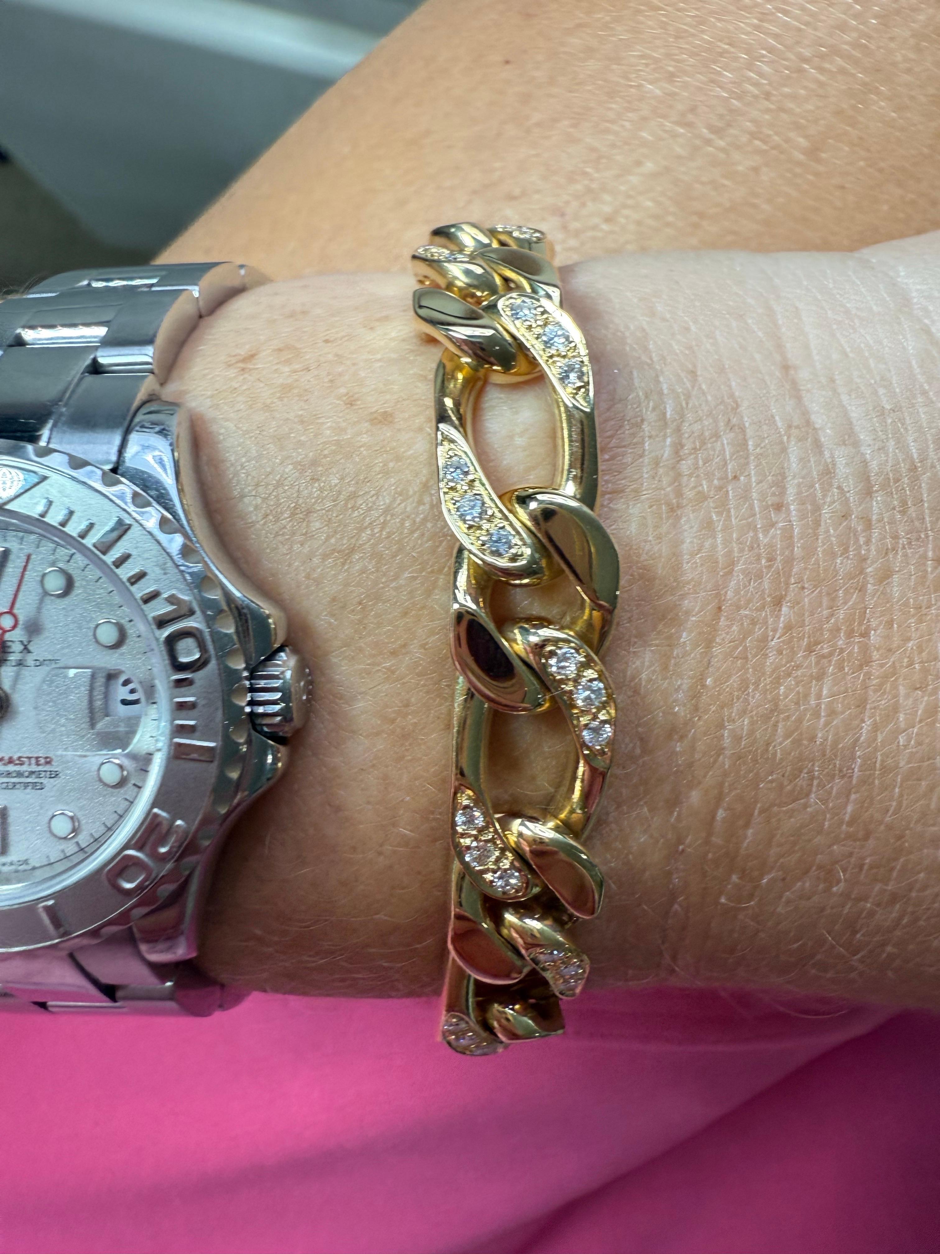 Bracciale con diamanti da 7 pollici Bracciale a catena in oro 18KT 1,08ct in vendita 1