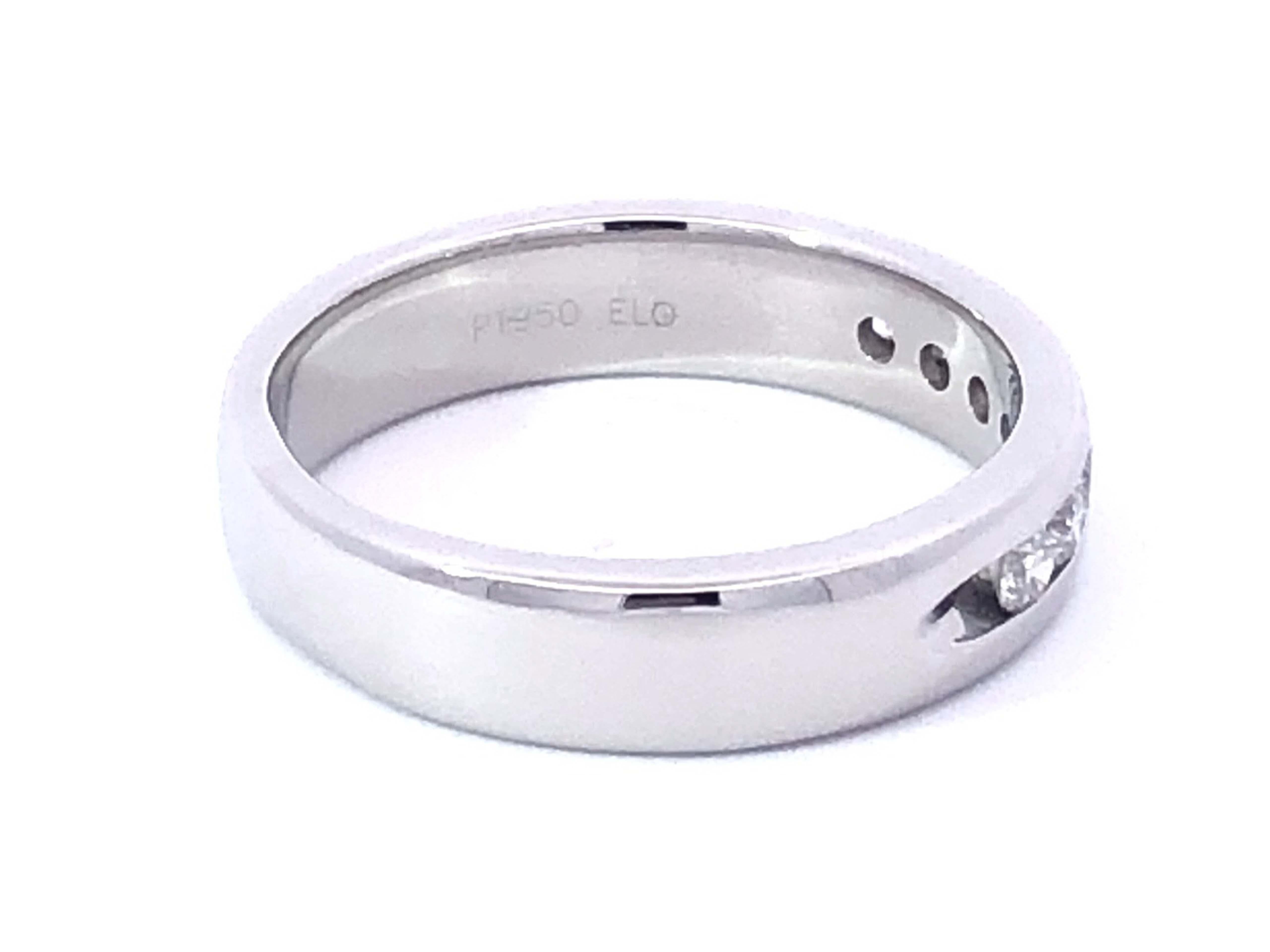 Women's or Men's 7 Diamond Channel Set Platinum Wedding Band Ring For Sale