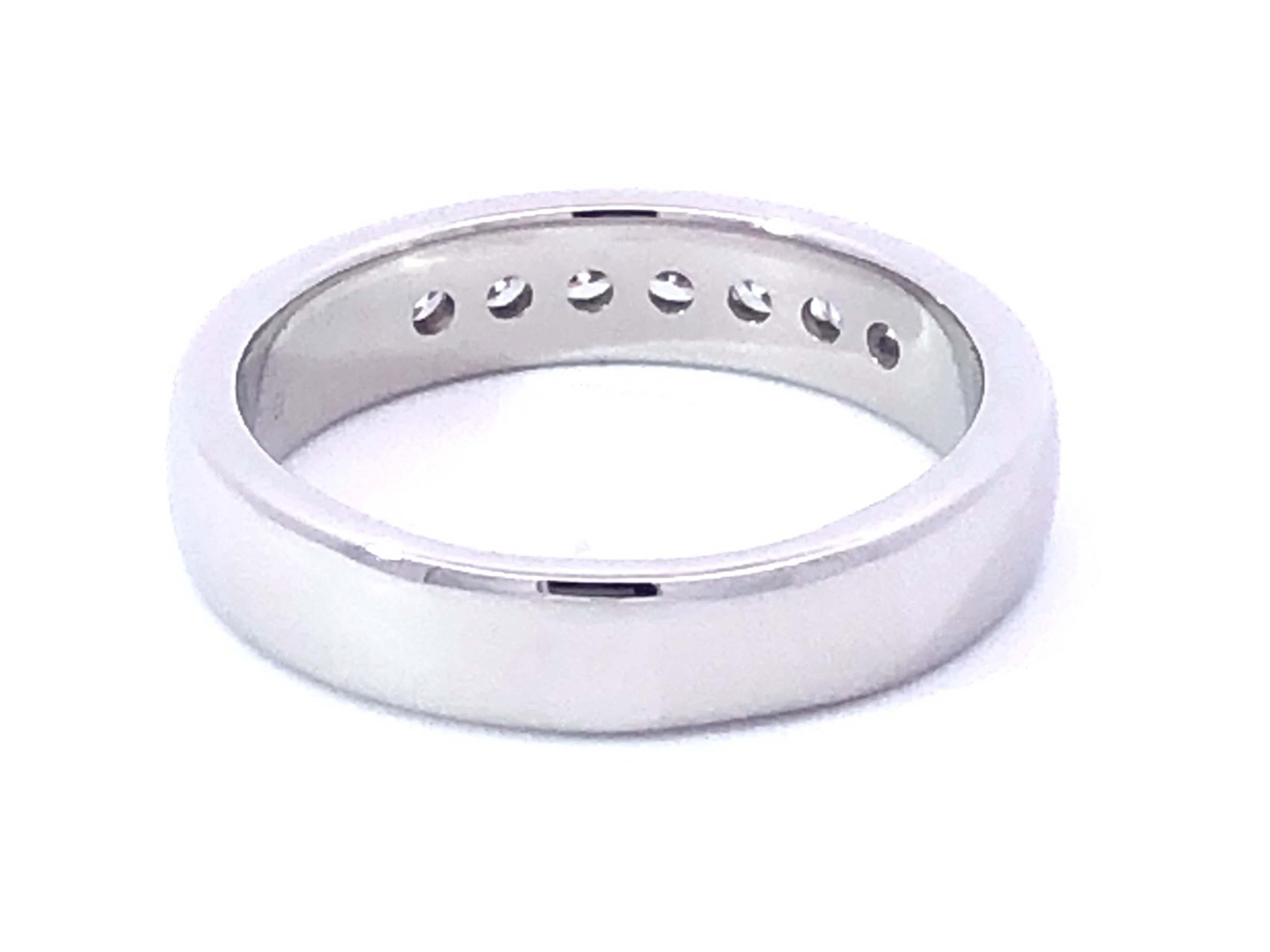 7 Diamond Channel Set Platinum Wedding Band Ring For Sale 2