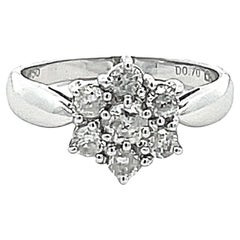 Vintage 7 Diamond Flower Ring in 18k White Gold