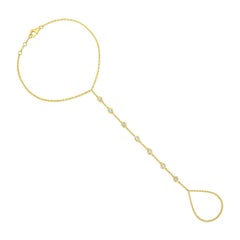 Catena a mano con 7 diamanti a goccia in oro giallo 14K