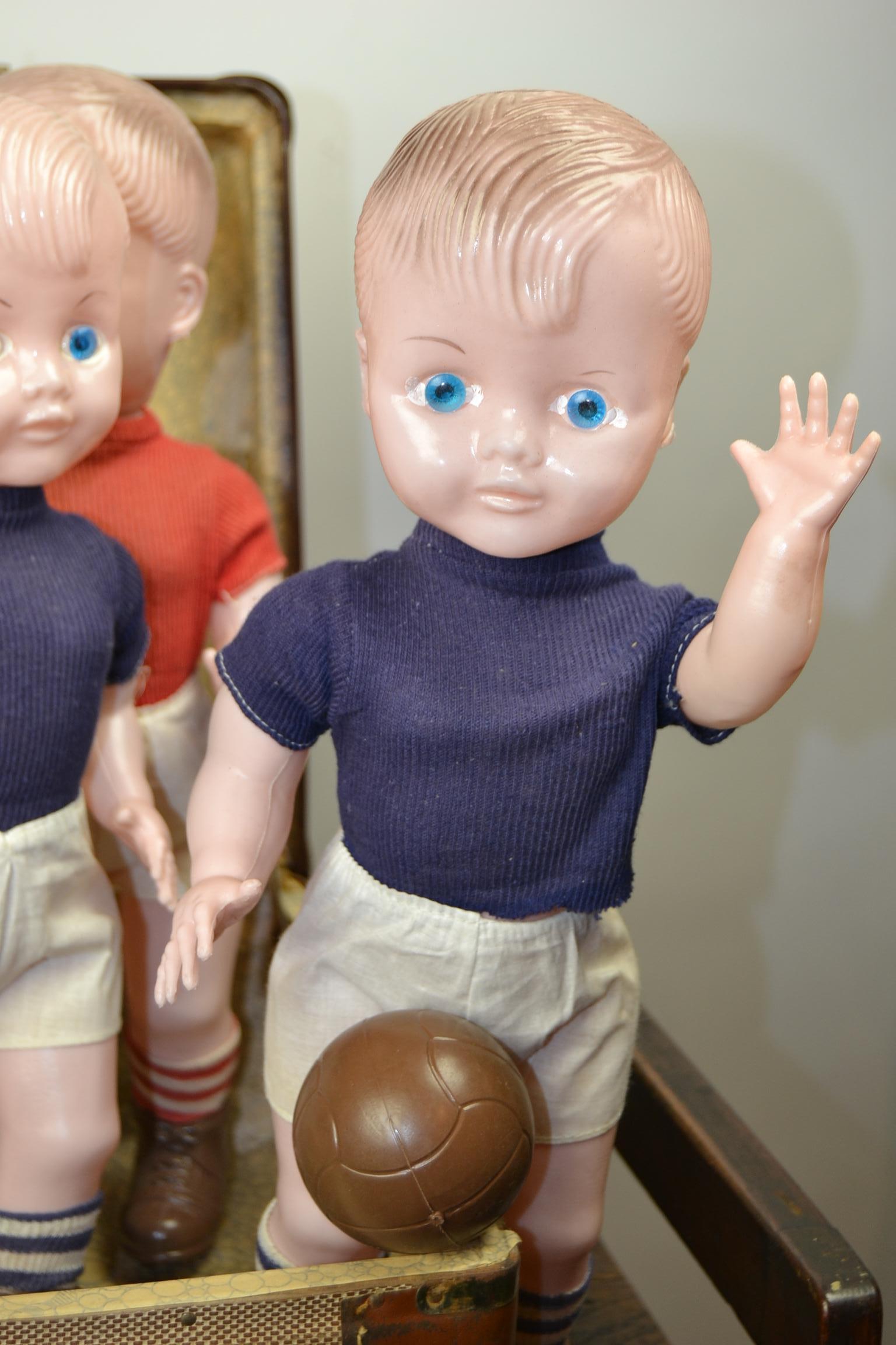 7 Dolls in Soccer Outfit, Football Outfit, 1960s, Hard Plastic 9