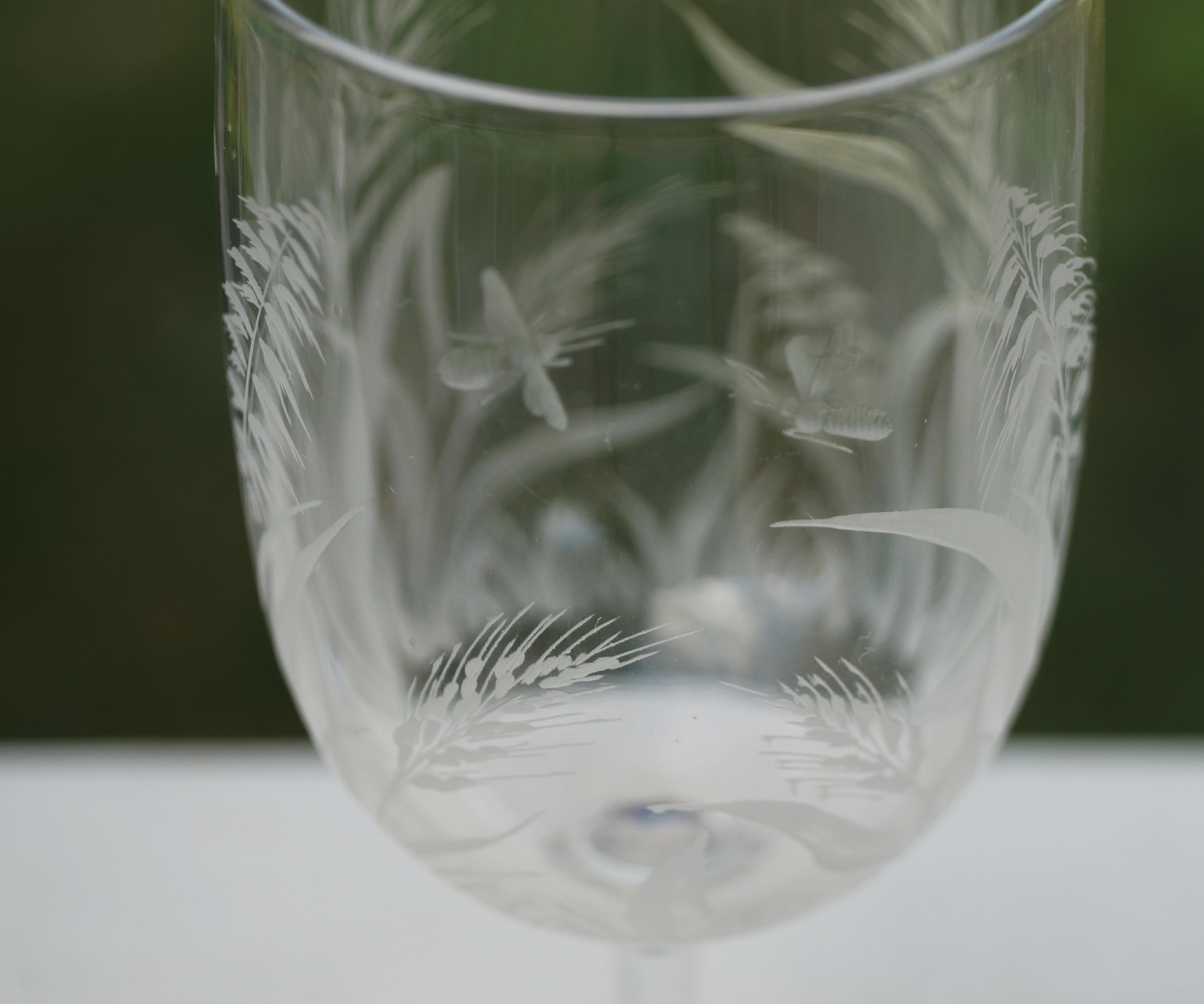 7 Elegant Boston Sandwich Glass  Bee & Wheat Stemware glasses Late 1800's For Sale 10