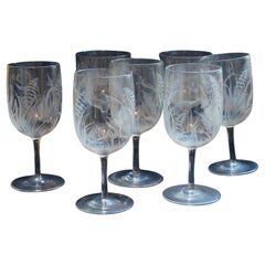 7 Elegant Boston Sandwich Glass  Bee & Wheat Stemware glasses Late 1800's