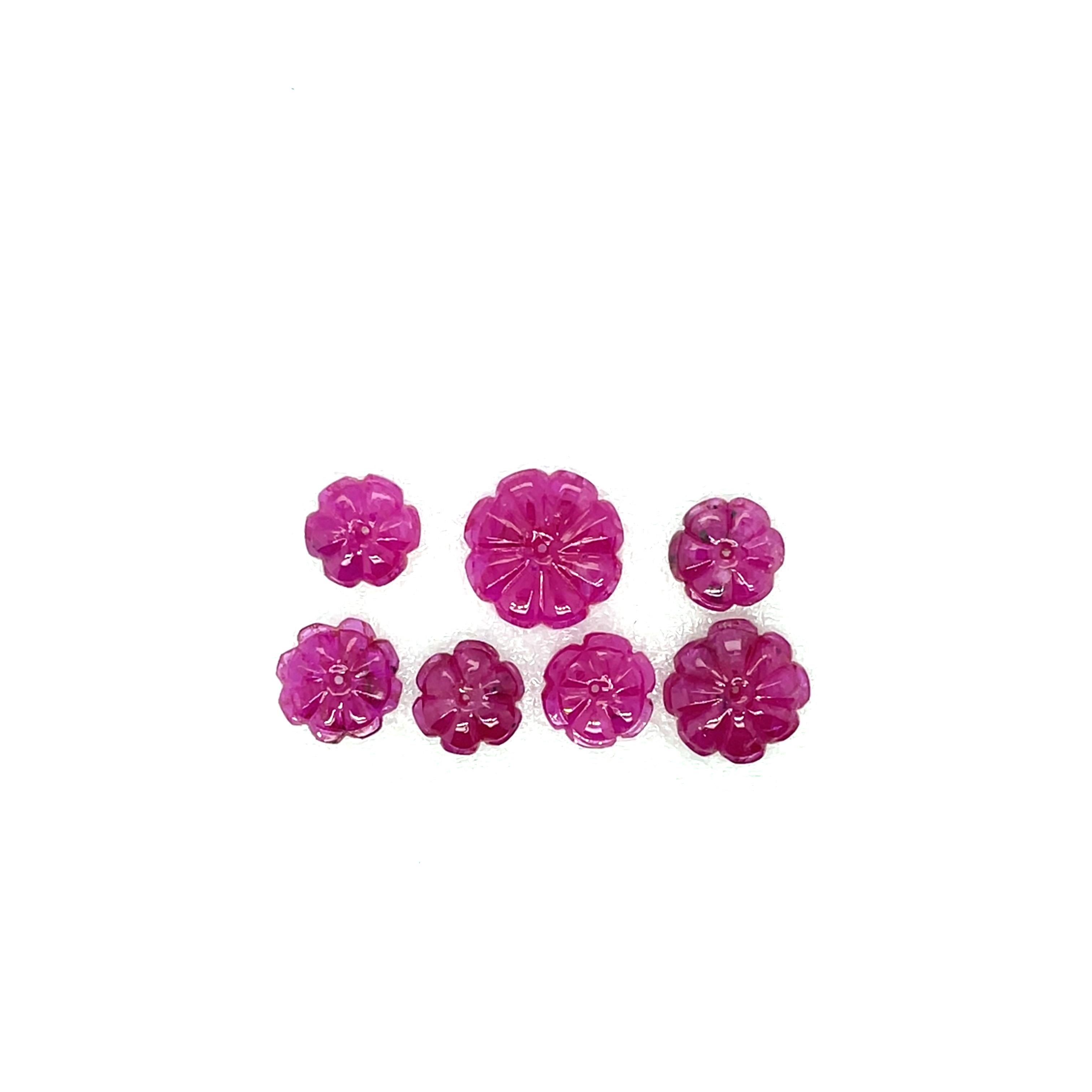 Taille ronde 7 Flower Ruby Round Carving Cts 15.23 en vente
