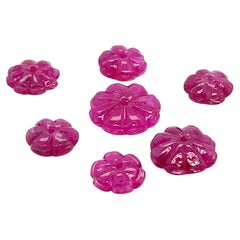 7 Flower Ruby Round Carving Cts 15.23