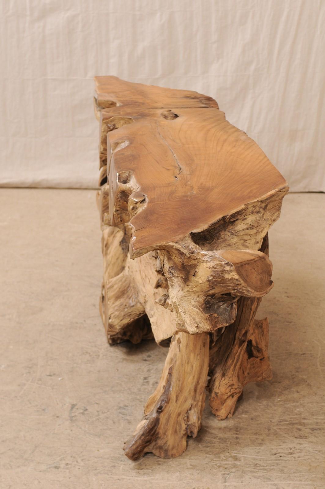 Wood 7 Ft. Long Natural Teak Root Console Table, Beautiful Organic Shape!