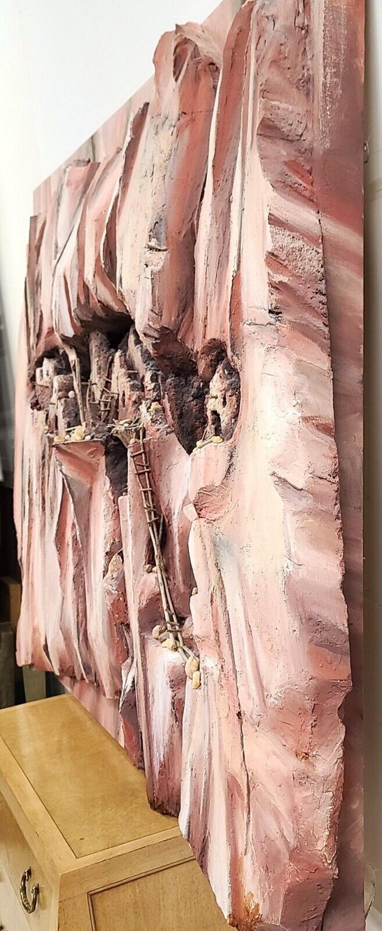 Monumental Pueblo Cliff Dwelling 3 Dimensional Wall Art Sculpture For Sale 5